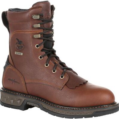 Georgia Men's Carbo Tec LT 8" Soft Toe WP Lacer Work Boot -Brown- GB00309 7 / Medium / Brown - Overlook Boots