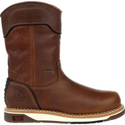 Georgia Men's AMP LT 10" WP Wellington Work Boot- Brown- GB00369 7 / Medium / Brown - Overlook Boots