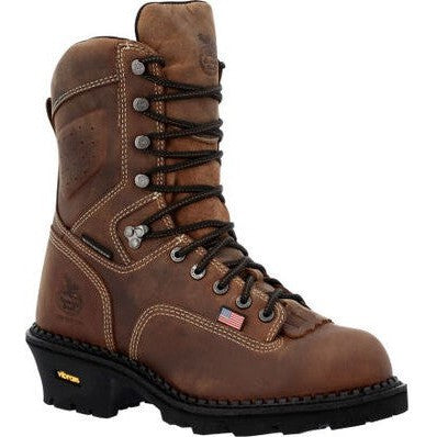 Georgia Men's USA 9" Soft Toe WP Logger Work Boot- Horse- GB00539 8 / Medium / Brown - Overlook Boots