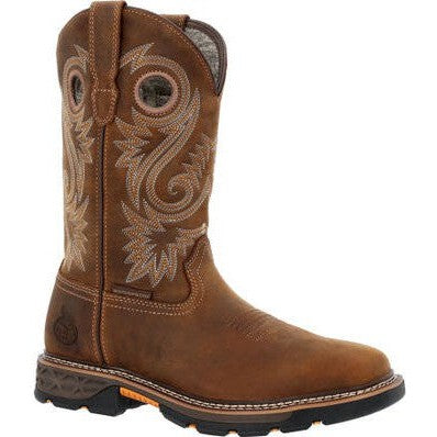 Georgia Men's Carbo Tec FLX 11" Soft Toe WP Pull On Work Boot- Brown- GB00649 7 / Medium / Brown - Overlook Boots