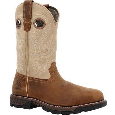 Georgia Men's Carbo Tec FLX 11" Alloy Toe Western Work Boot -Brown- GB00670 7 / Medium / Brown And White - Overlook Boots