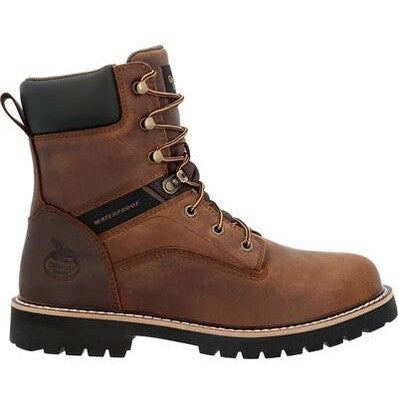 Georgia Men's Core 37 8" Steel Toe WP Lace-Up Work Boot- Brown- GB00674  - Overlook Boots