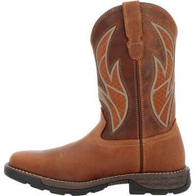 Georgia Men's Carbo Tec Flx 11" Pull On Insulkul Western Work Boot- Brown- GB00702 - Overlook Boots