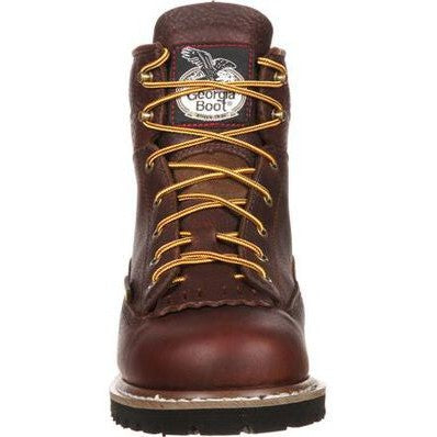 Georgia Men's Logger 6" Soft Toe WP Lace-To-Toe Work Boot- Chocolate- GBOT052  - Overlook Boots