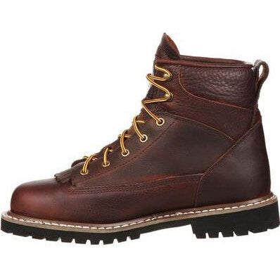 Georgia Men's Logger 6" Soft Toe WP Lace-To-Toe Work Boot- Chocolate- GBOT052  - Overlook Boots