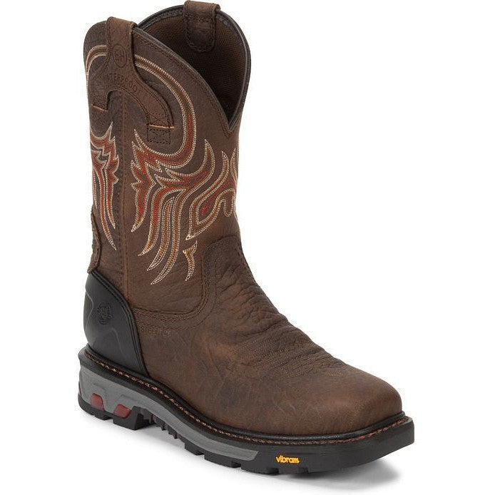 Justin Men's Driscoll 11" Steel Toe Western Work Boot -Brown- WK2111  - Overlook Boots