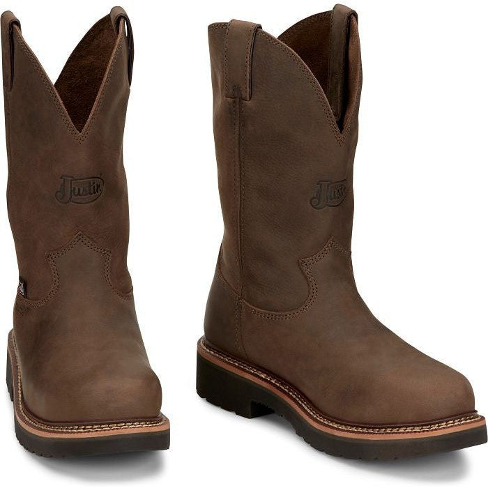 Justin Men's Carbide 11" Steel Toe Western Work Boot -Brown- OW4441  - Overlook Boots