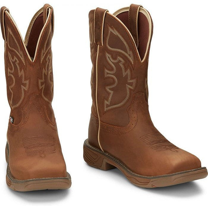 Justin Men's Rush 11" WP Western Work Boot -Tan- WK4330  - Overlook Boots