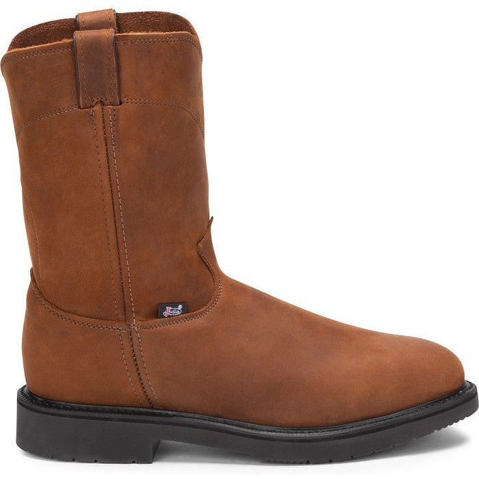 Justin Men's Conductor 10" Steel Toe USA Made Western Work Boot -Brown- OW4764 8 / Medium / Brown - Overlook Boots