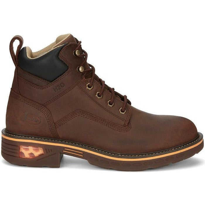 Justin Men's Resistor 6" WP Lace Up Western Work Boot -Brown- CR401  - Overlook Boots