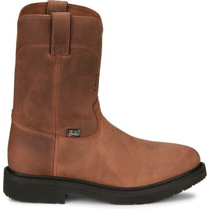 Justin Men's Round Up 10" Round Toe Western Work Boot -Brown- OW4760  - Overlook Boots