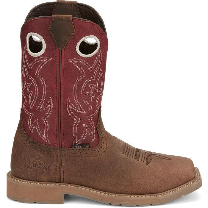 Justin Men's All Round 11" Steel Toe Western Work Boot -Brown- SE3110  - Overlook Boots