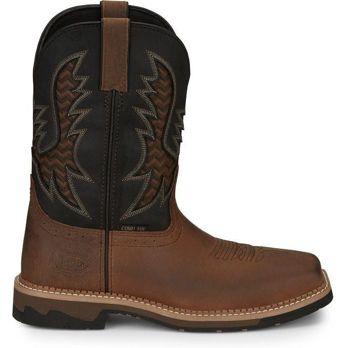 Justin Men's Bolt 11" Nano CT Western Work Boot -Brown- SE4113 8 / Medium / Brown - Overlook Boots