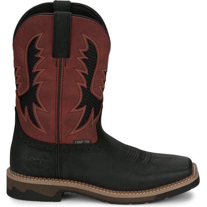 Justin Men's Bolt 11" Comp Toe Western Work Boot -Black- SE4117  - Overlook Boots