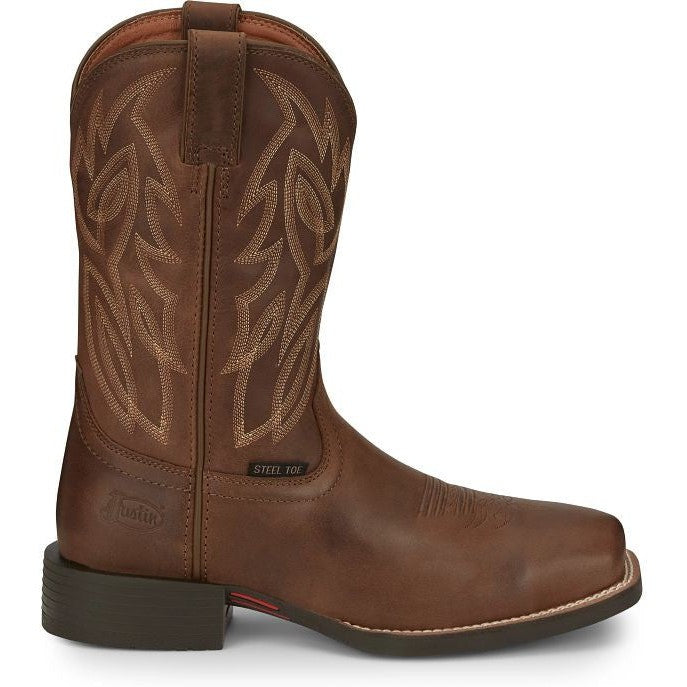 Justin Men's Canter Steel Toe Slip Resist Western Work Boot -Brown- SE4510  - Overlook Boots