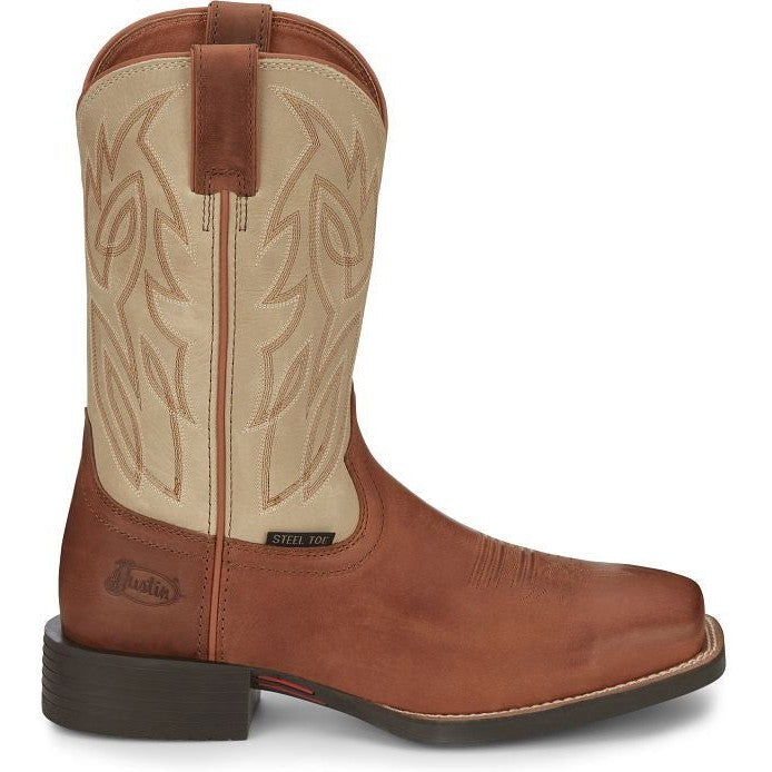 Justin Men's Canter 11" Steel Toe Slip Resist Western Work Boot -Brown- SE4511  - Overlook Boots