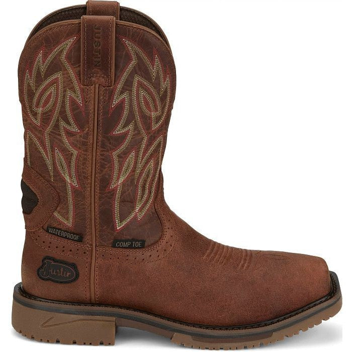 Justin Men's Wolfe 11" Nano Composite Toe Western Work Boot Brown - SE4752 - Overlook Boots