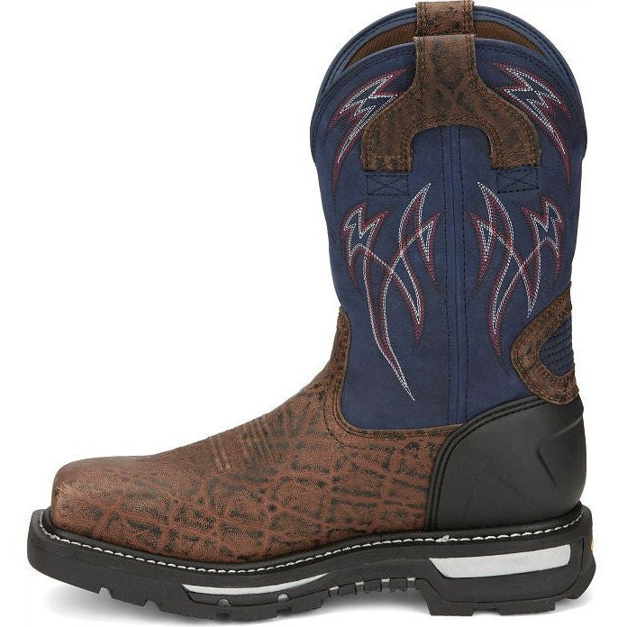 Justin Men's Frontline Hiviz 11" WP Comp Toe Western Work Boot -Brown- CR2153  - Overlook Boots