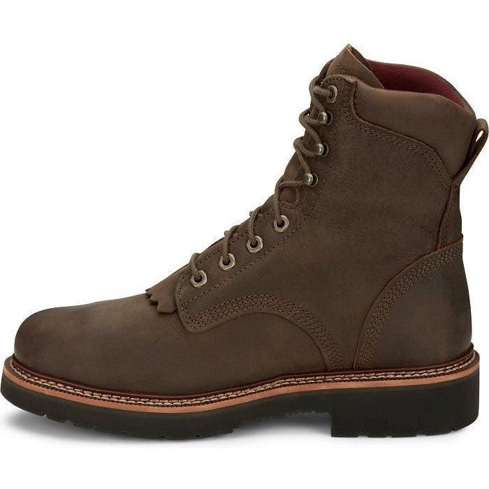 Justin Men's Rivot 8" WP Steel Toe Western Work Boot -Brown- OW458  - Overlook Boots