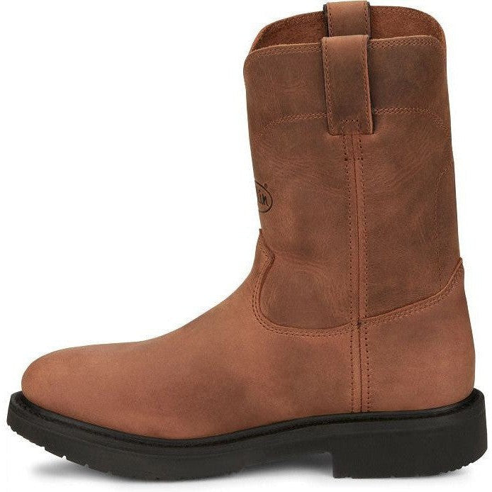 Justin Men's Round Up 10" Round Toe Western Work Boot -Brown- OW4760  - Overlook Boots