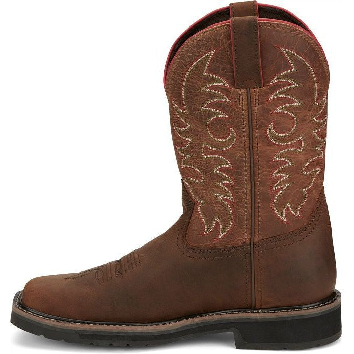 Justin Men's Driller II 11" Waterproof Western Work Boot -Brown- SE3116  - Overlook Boots