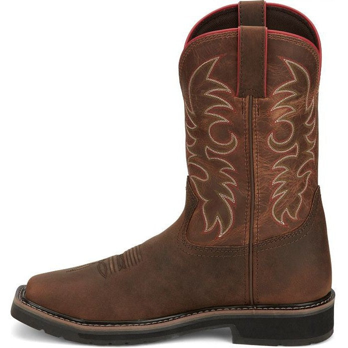 Justin Men's Driller II 11" WP Steel Toe Western Work Boot -Brown- SE3117  - Overlook Boots