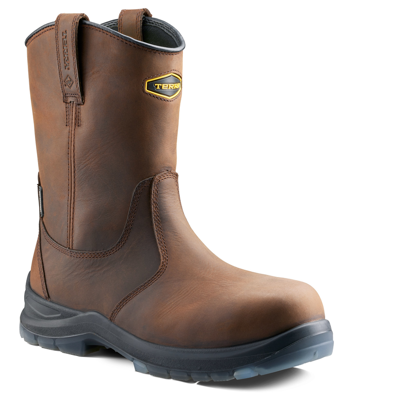 Terra Men's Murphy Comp Toe WP Safety Wellington Work Boot - Brown - 1283DB 3 / Wide / Dark Brown - Overlook Boots