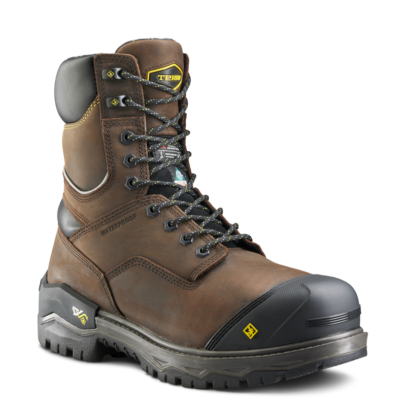 Terra Men's Terra Gantry LXI 8" Comp Toe WP 400G Safety Work Boot - Brown - 8398DB 7 / Wide / Dark Brown - Overlook Boots