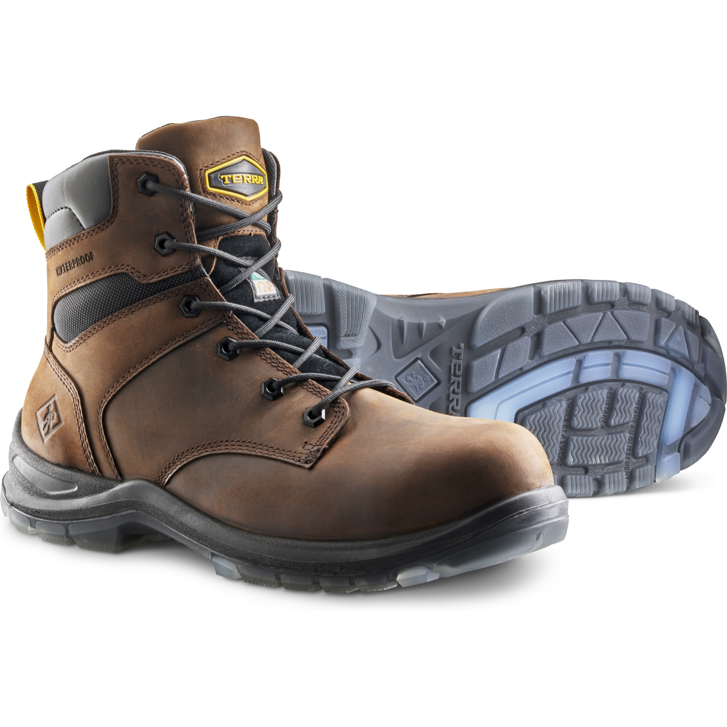 Terra Men's Byrne 6" Comp Toe WP Safety Work Boot- Brown- 839BDB - Overlook Boots