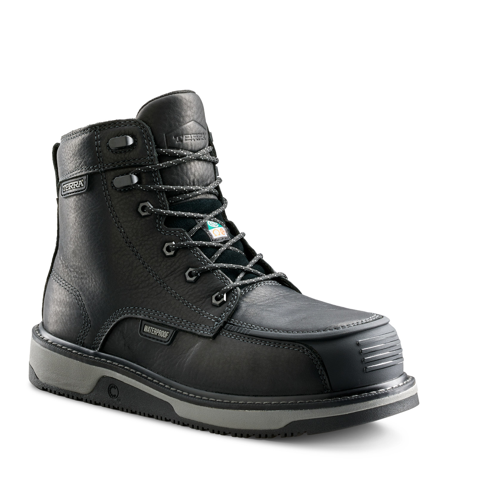 Terra Men's Ironstone 6" Comp Toe WP Safety Work Boot- Black- 839GBK 7 / Wide / Black - Overlook Boots