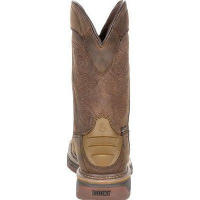 Rocky Men's TPU Heel 11" Square Toe WP Met Guard Western Boot -Brown- RKW0288  - Overlook Boots