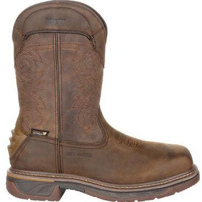 Rocky Men's TPU Heel 11" Square Toe WP Met Guard Western Boot -Brown- RKW0288  - Overlook Boots