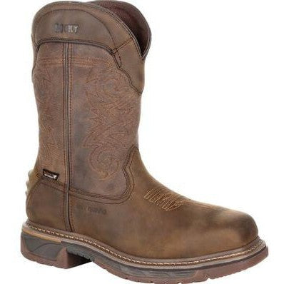 Rocky Men's TPU Heel 11" Square Toe WP Met Guard Western Boot -Brown- RKW0288 8 / Medium / Brown - Overlook Boots