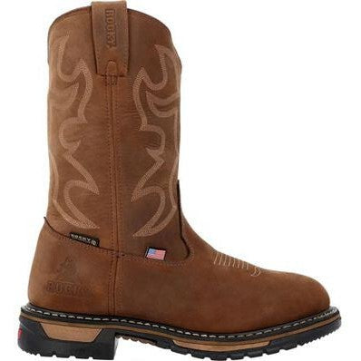 Rocky Men's Original Ride 11" RT Waterproof Western Work Boot -Brown- RKW0420 7 / Medium / Brown - Overlook Boots