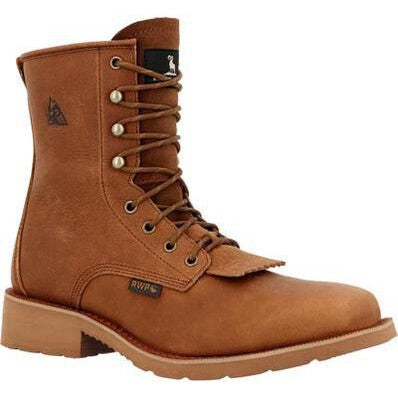 Rocky Men's Monocrepe 8" Square Toe WP Western Boot -Cognac- RKW0436 7 / Medium / Brown - Overlook Boots