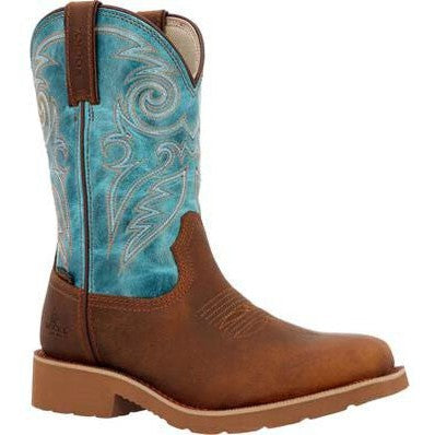 Rocky Women's Monocrepe 11" Square Toe WP Western Boot -Brown- RKW0445 6 / Medium / Brown and Robin Blue - Overlook Boots