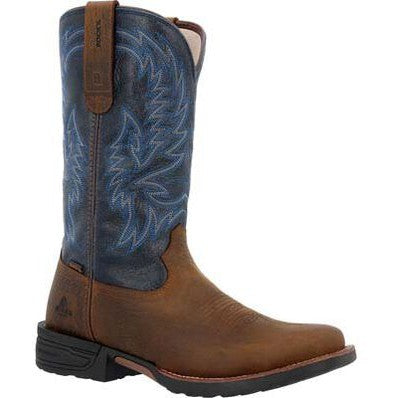 Rocky Men's Bronco 12" Soft Toe WP Western Work Boot- Brown- RKW0453 7 / Medium / Brown and Blue - Overlook Boots