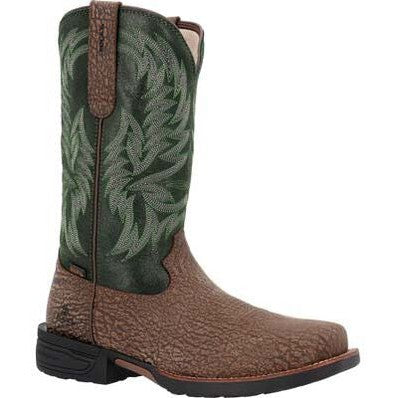 Rocky Men's Bronco 12" Comp Toe WP Western Classic Boot- Brown- RKW0454 7 / Medium / Brown and Green - Overlook Boots