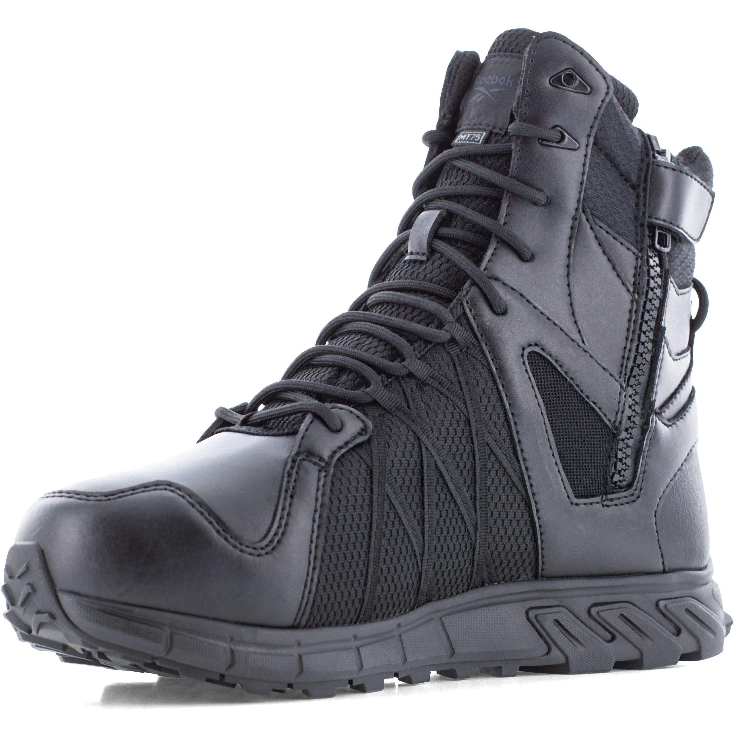 Reebok Men's Trailgrip Tactical 8" Comp Toe Side Zip Tactical Boot- Black- RB3463 - Overlook Boots