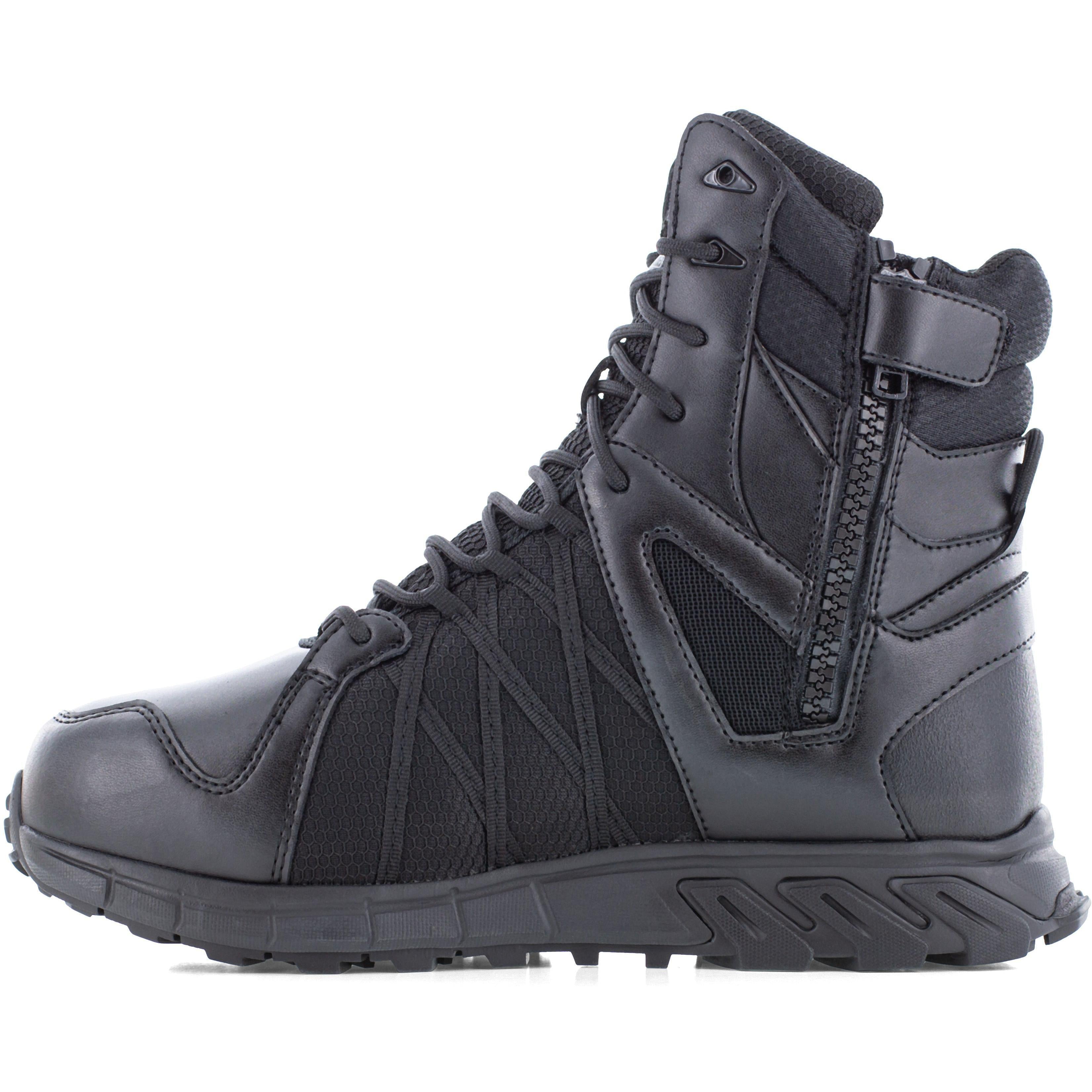 Reebok Men's Trailgrip Tactical 8" Comp Toe Side Zip Tactical Boot- Black- RB3463 - Overlook Boots