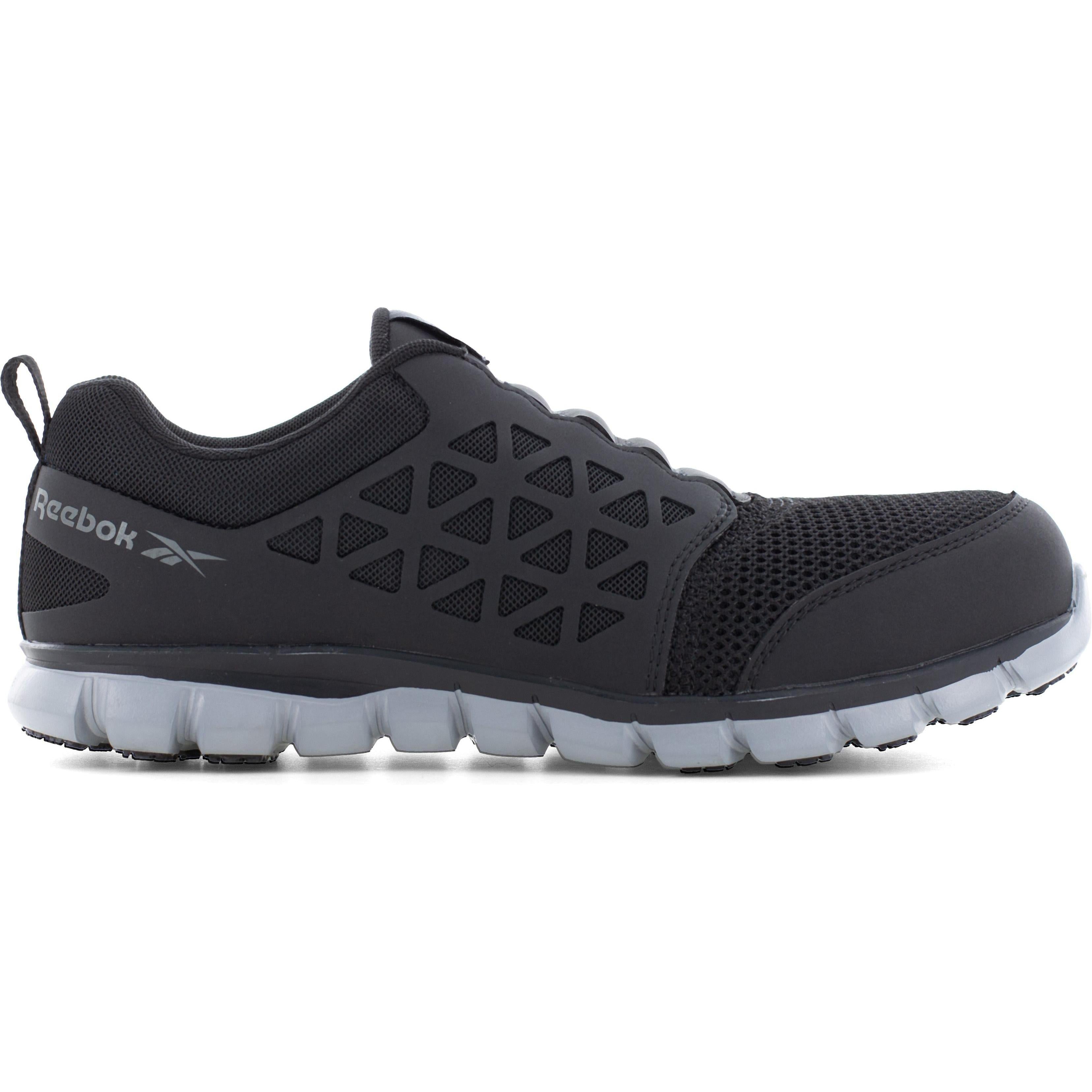 Reebok Men's Sublite Cushion Comp Toe Slip On Athletic Work Shoe- Black- RB4052 - Overlook Boots