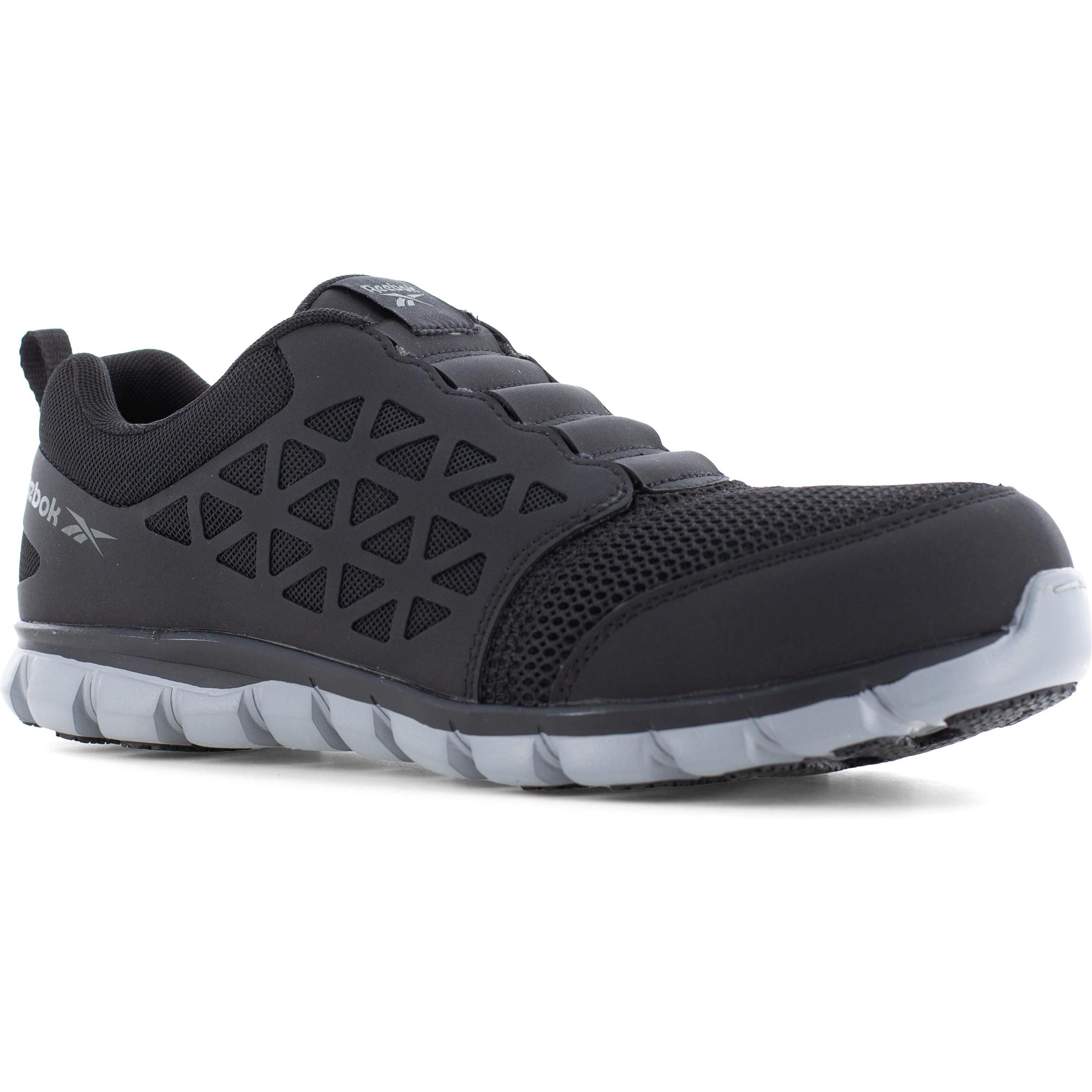 Reebok Men's Sublite Cushion Comp Toe Slip On Athletic Work Shoe- Black- RB4052 7.5 / Medium / Black - Overlook Boots