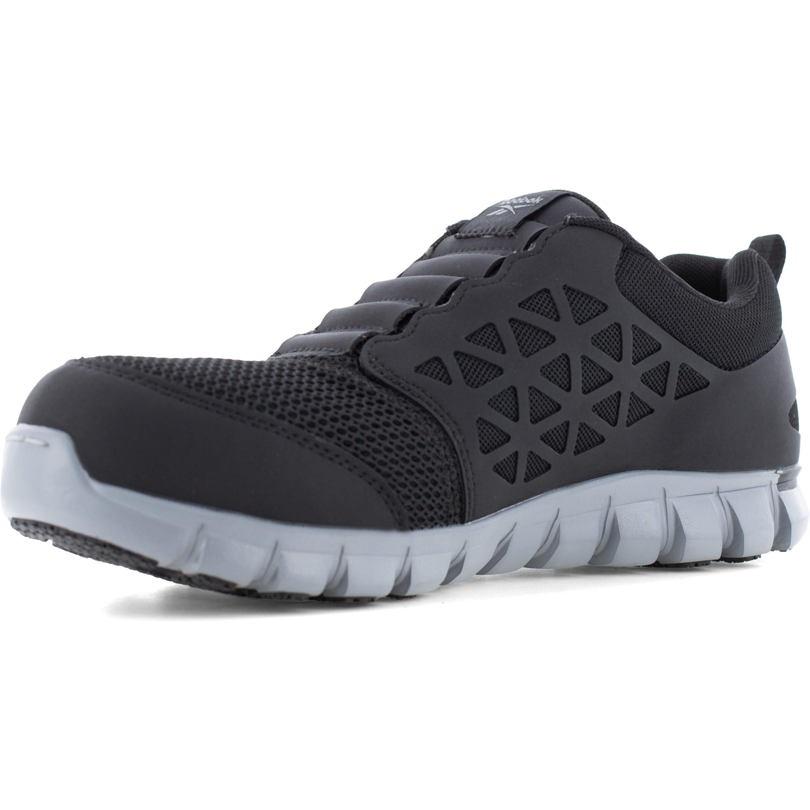 Reebok Men's Sublite Cushion Comp Toe Slip On Athletic Work Shoe- Black- RB4052 - Overlook Boots