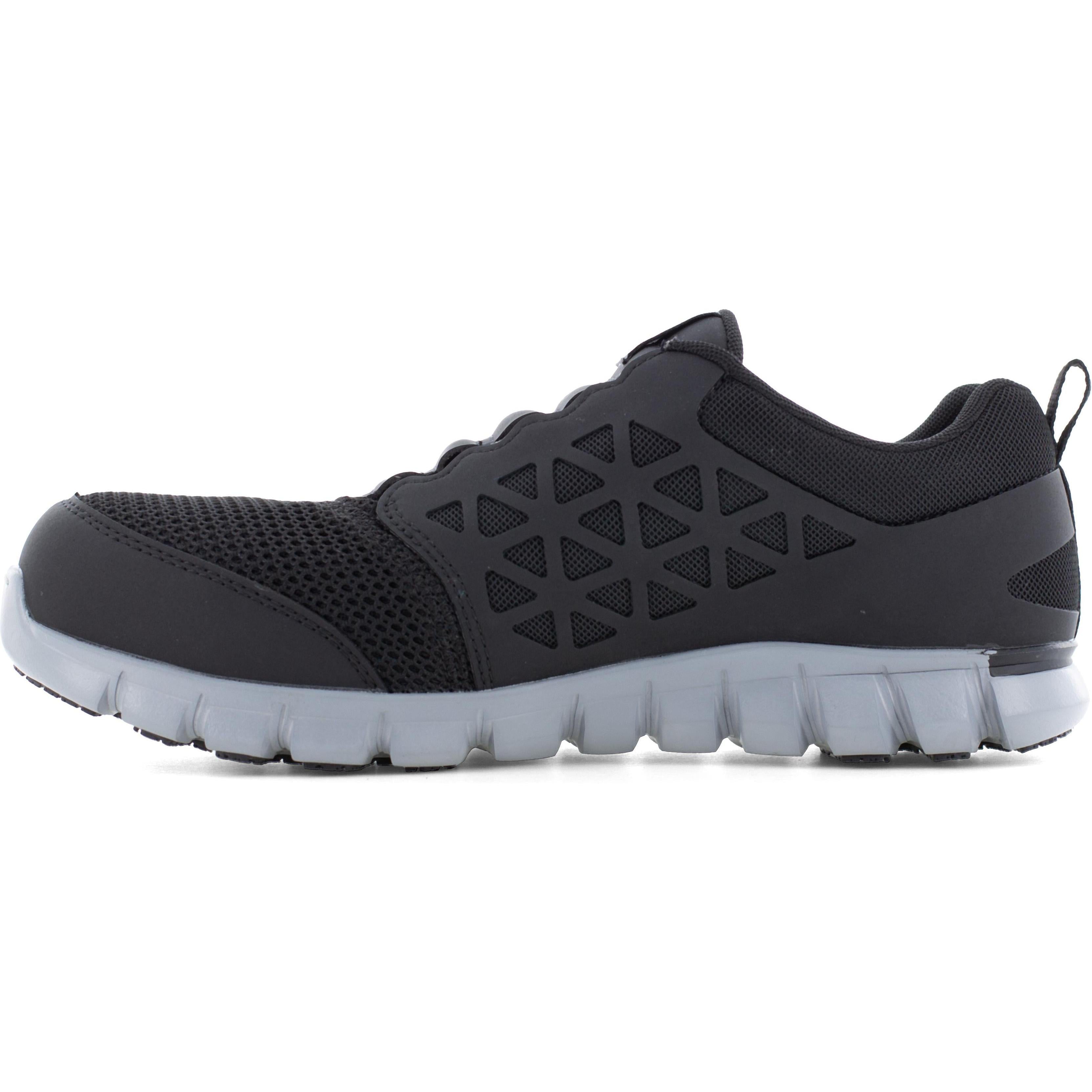 Reebok Men's Sublite Cushion Comp Toe Slip On Athletic Work Shoe- Black- RB4052 - Overlook Boots