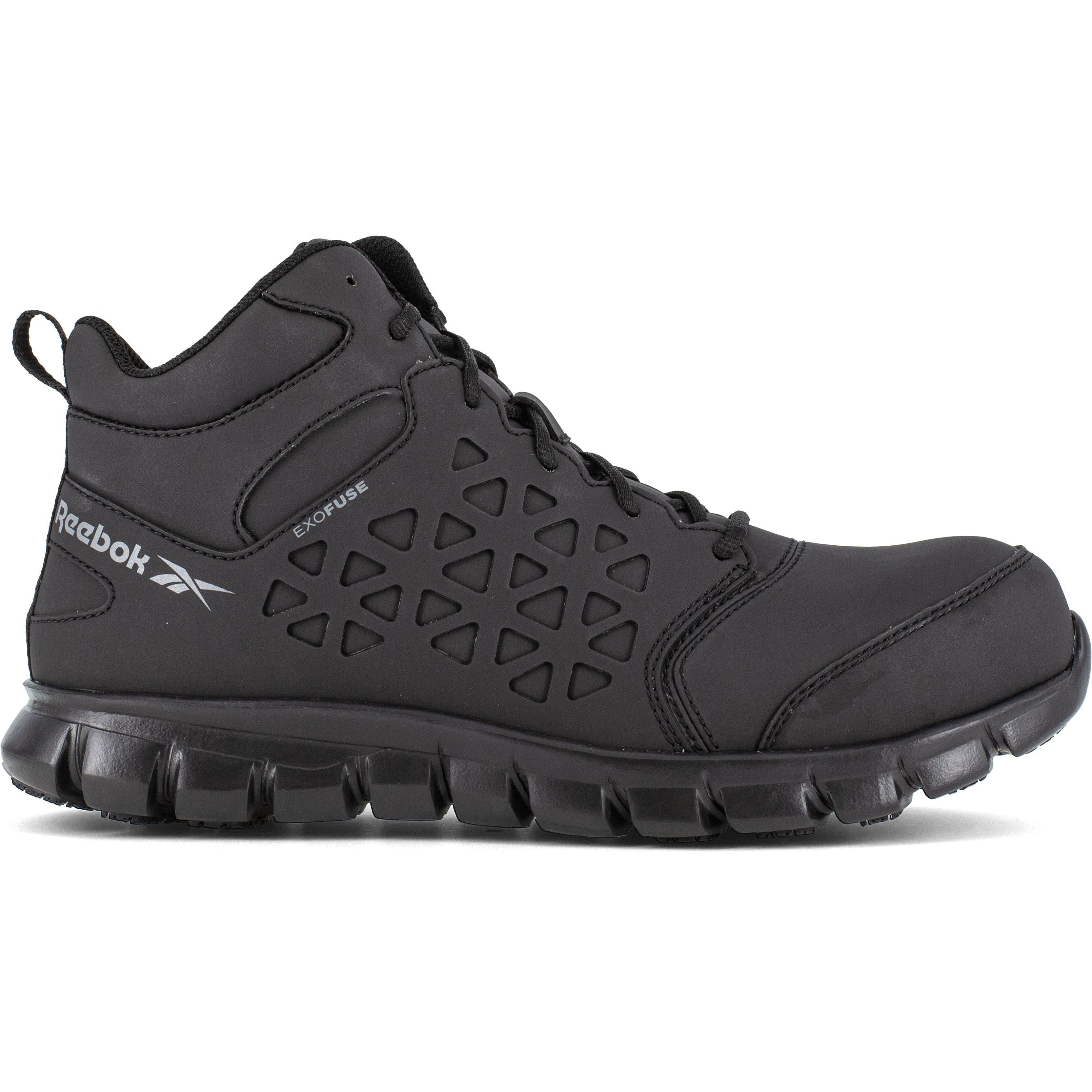 Reebok Men's Sublite Cushion Comp Toe Mid Cut Athletic Work Shoe- Black- RB4059 - Overlook Boots