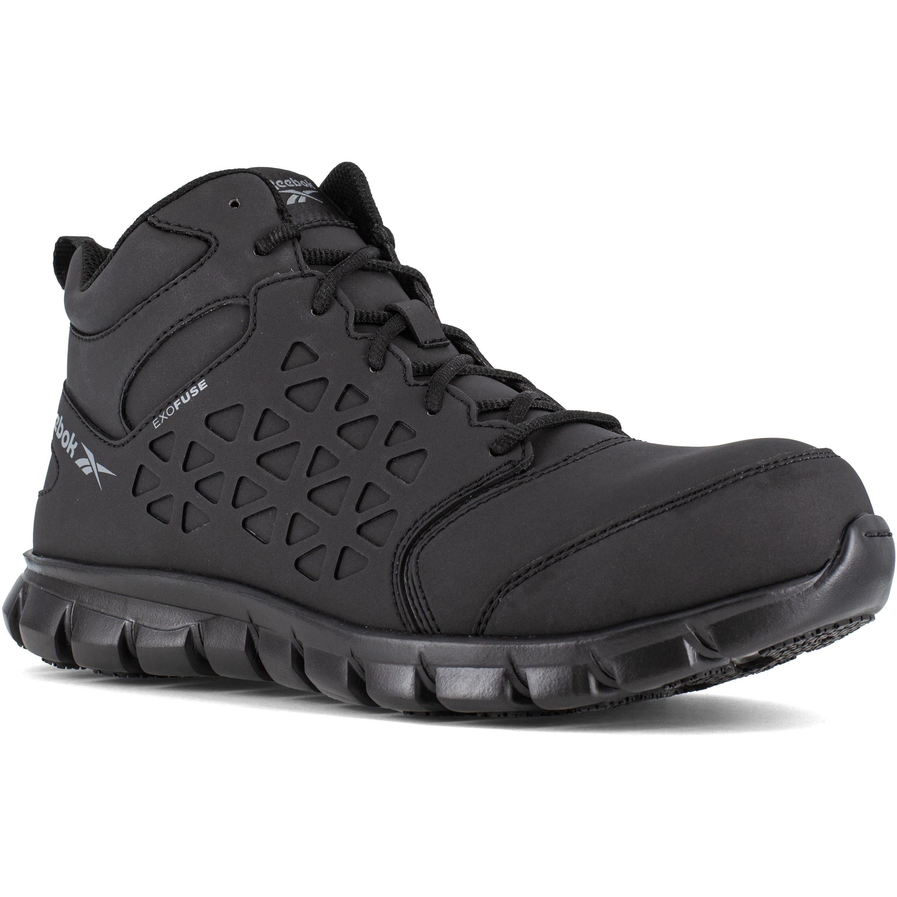 Reebok Men's Sublite Cushion Comp Toe Mid Cut Athletic Work Shoe- Black- RB4059 7 / Medium / Black - Overlook Boots