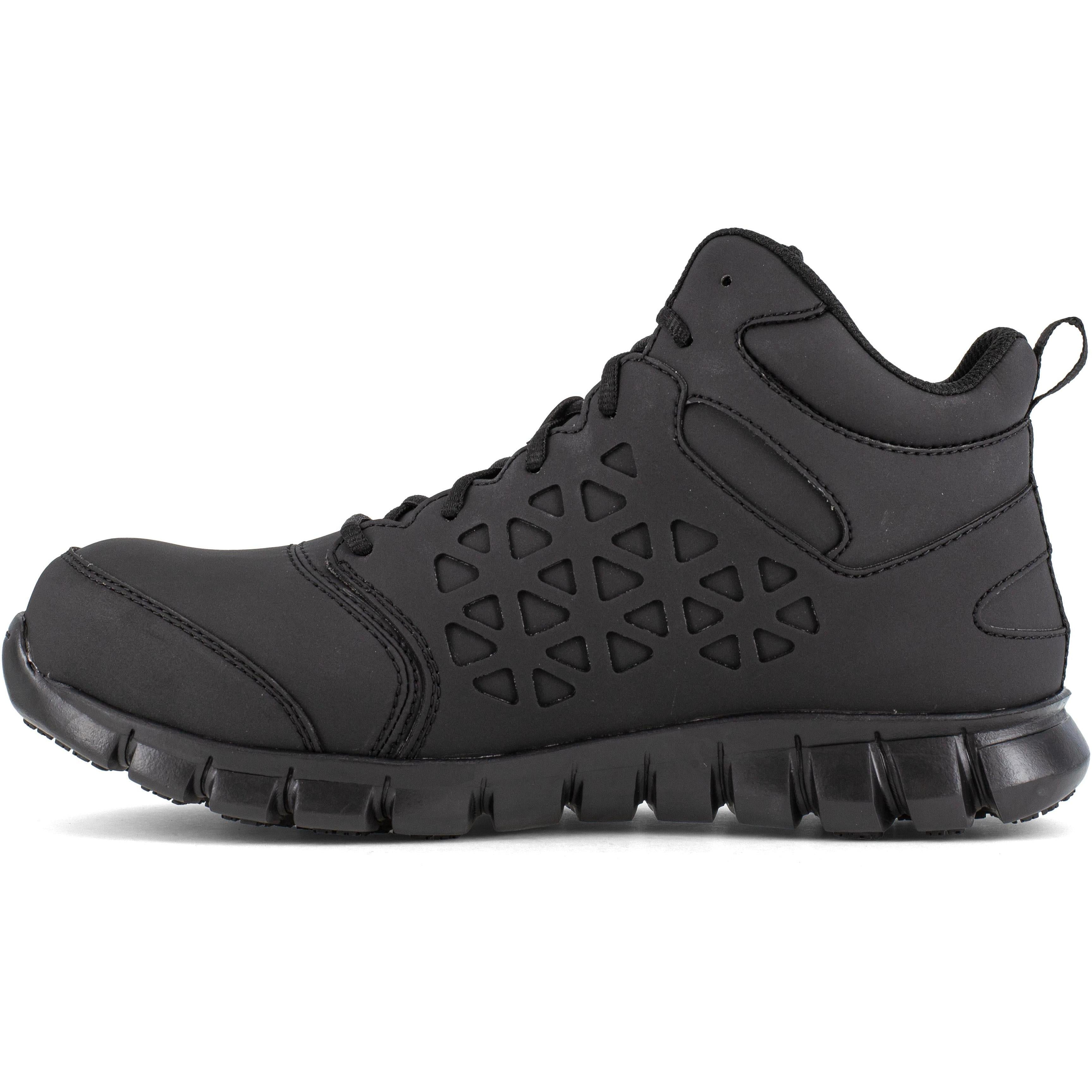 Reebok Men's Sublite Cushion Comp Toe Mid Cut Athletic Work Shoe- Black- RB4059 - Overlook Boots