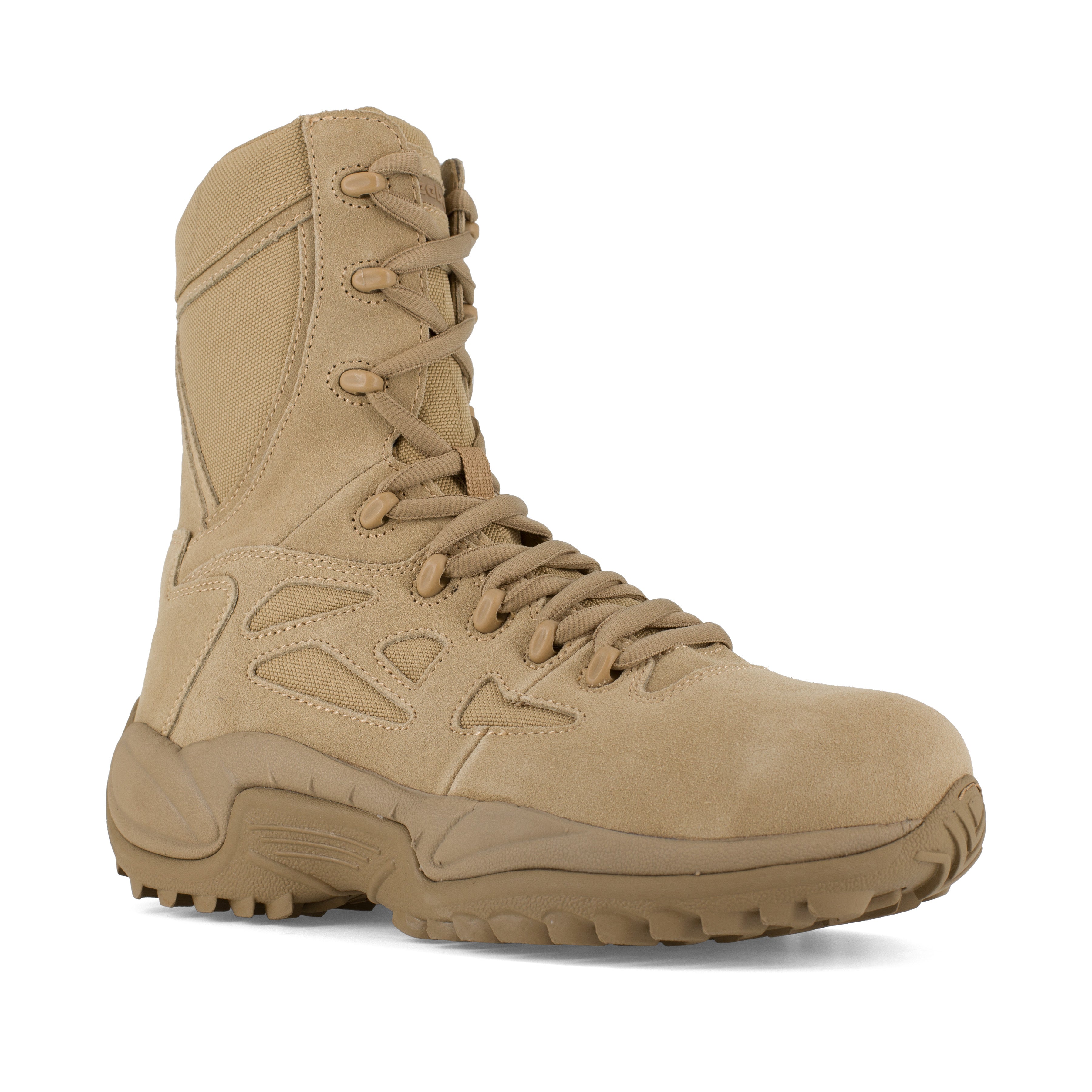 Reebok Men's Rapid Response RB 8" Comp Toe Side Zip Tactical Military Boot - Tan - RB8894 3 / Medium / Desert Tan - Overlook Boots