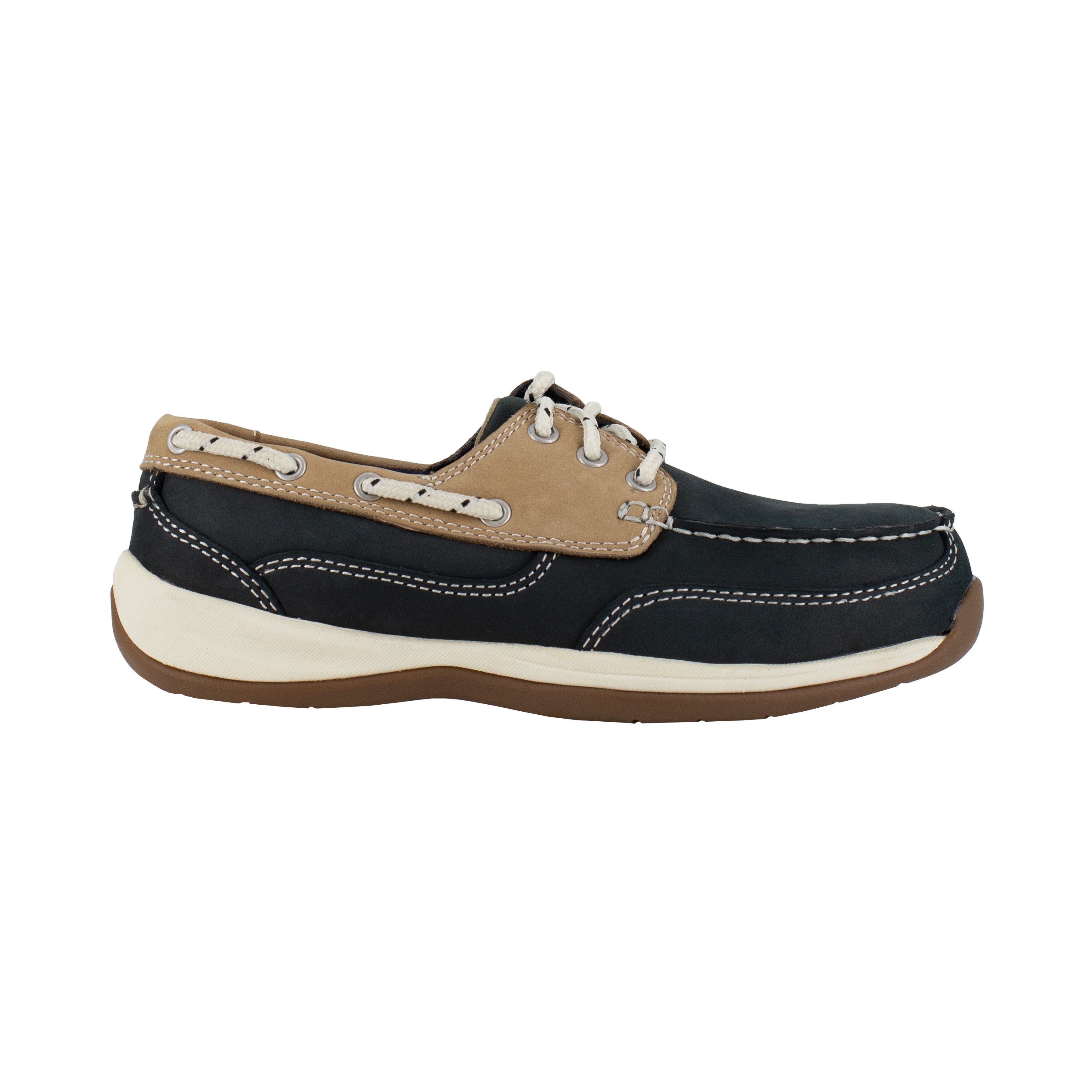 Rockport Women's Sailing Club Steel Toe Three Eye Tie Boat Shoe - Blue - RK670 - Overlook Boots