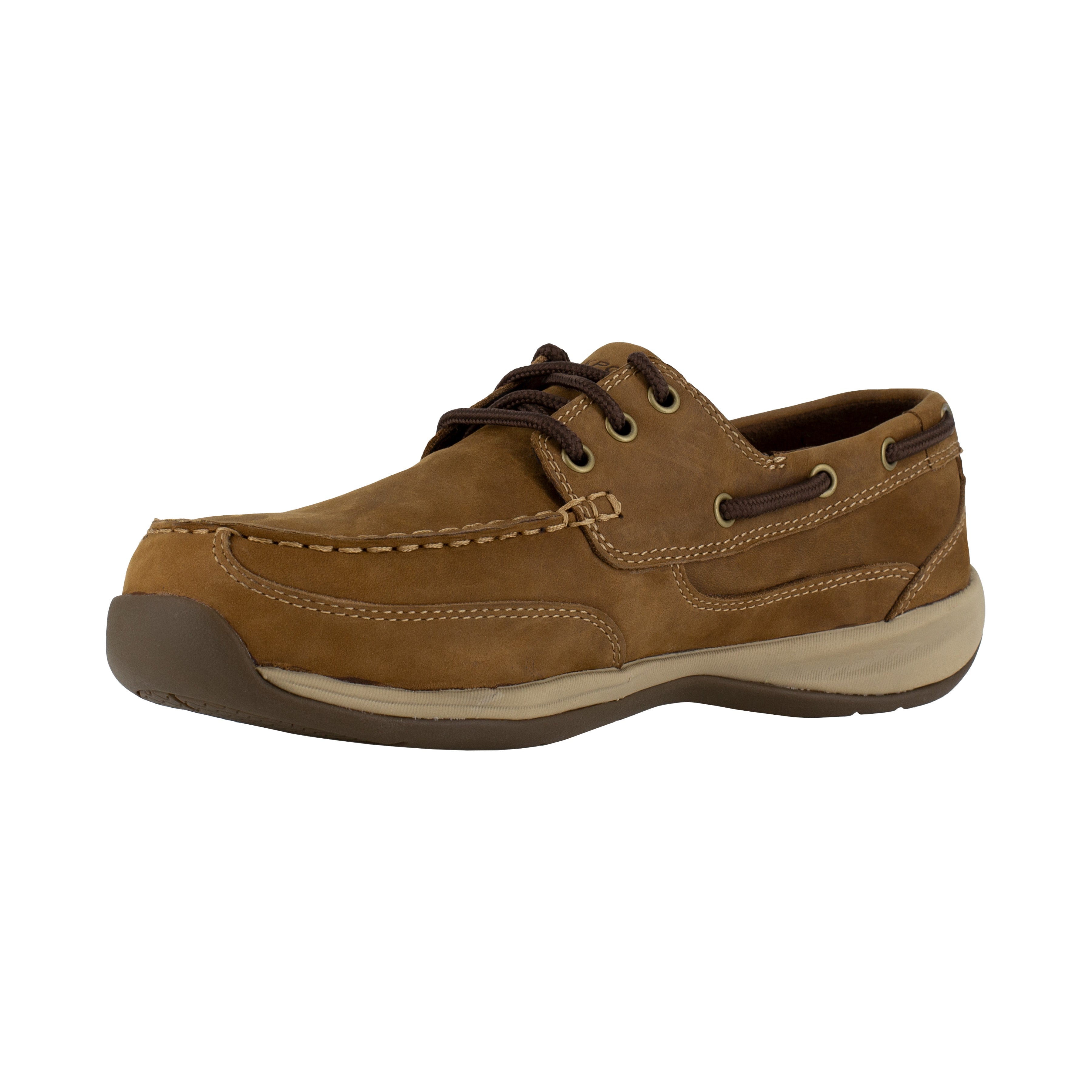 Rockport Women's Sailing Club Steel Toe Three Eye Boat Shoe- Brown- RK676 - Overlook Boots